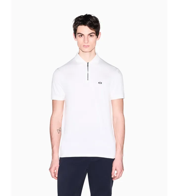 A|X Armani Exchange para hombre. XM002372AF21936U0009 Polo Fabric blanco (L), Casual, Viscosa, Manga corta