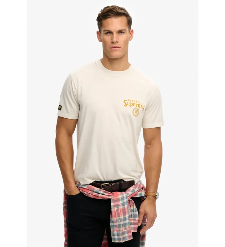 Superdry para hombre. M1012248A Camiseta Tokyo Narrative Loose beige (L), Casual, Algodón, Manga corta