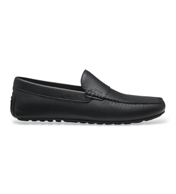 BOSS para hombre. 50568700 Mocasines de piel Noel negro (40), Plano, Ninguno, Casual, Clásico
