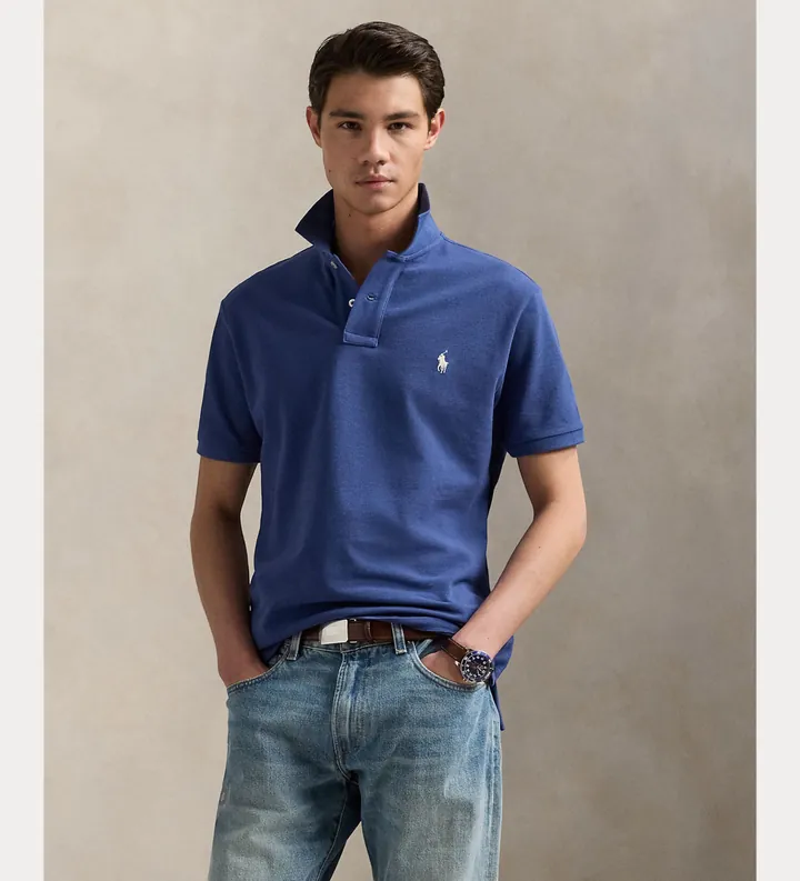 Polo Ralph Lauren para hombre. 710680784434 El icónico polo de piqué azul (L), Casual, Algodón, Manga corta