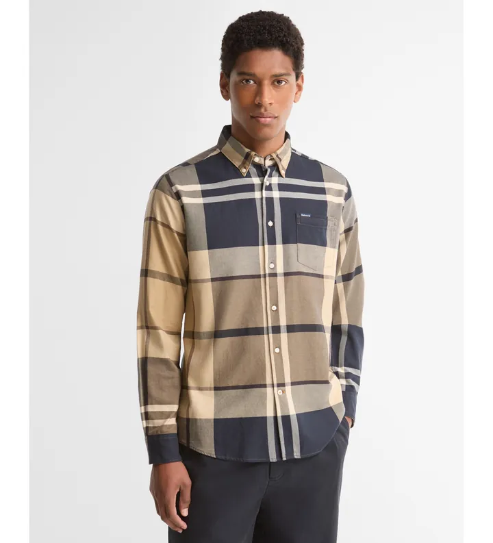 Barbour para hombre. MSH4980 Camisa Dunoon Tartan Tailored beige (L), Casual, Multicolor, Algodón, Manga larga