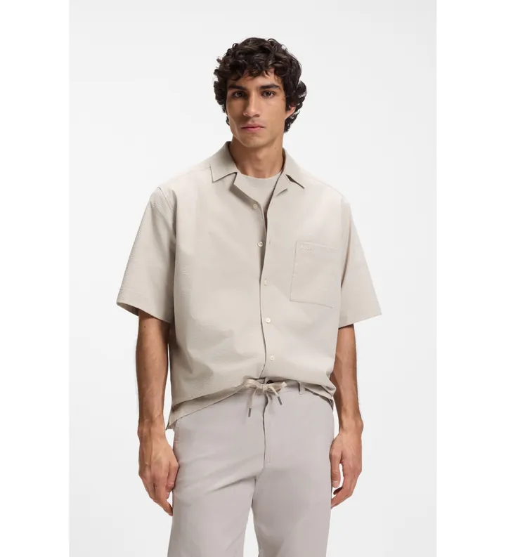 BOSS para hombre. 50559315 Camisa Lapisy gris claro (L), Casual, Algodón, Manga corta