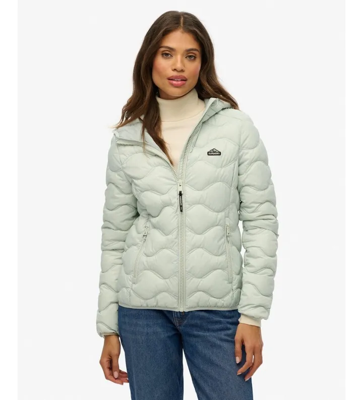 Superdry para mujer. W5011971A Chaqueta acolchada Fuji Lite Wave Padded gris (L), Casual, Nylon reciclado