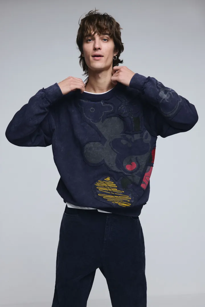 Desigual, Sudadera Mickey mouse™ tie-dye, Hombre, Algodon, Azul, L