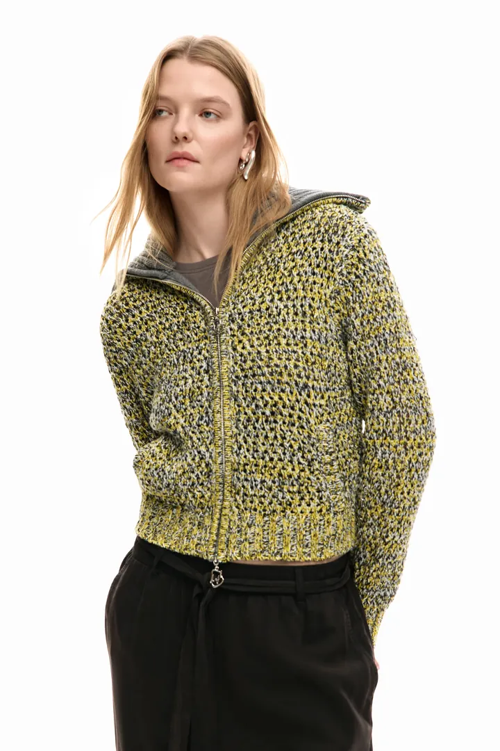 Desigual, Chaqueta punto cremallera, Mujer, Negro, L