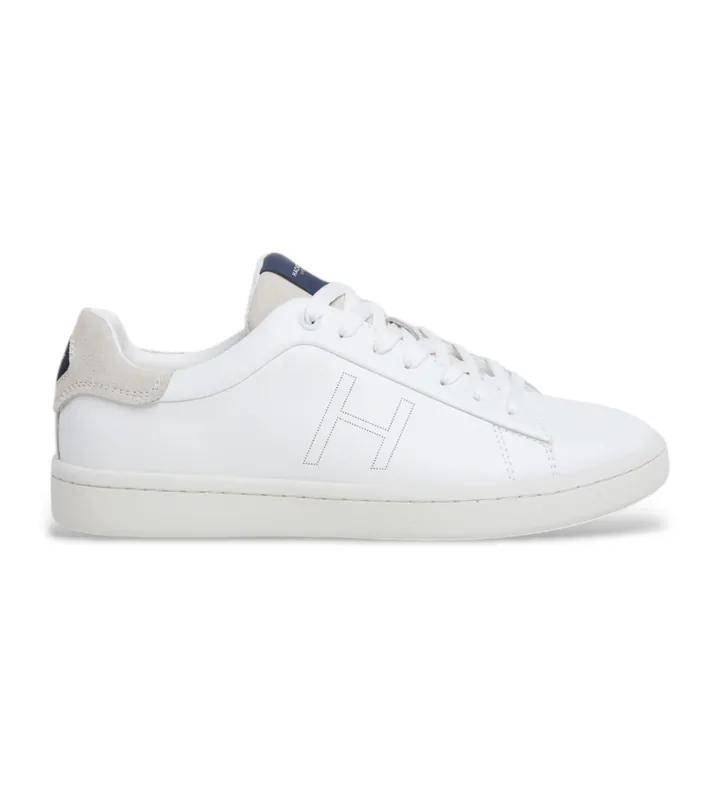 Hackett London para hombre. HMS21457 Zapatillas de piel Bond Minimal blanco (41), Plano, Cordones, Casual