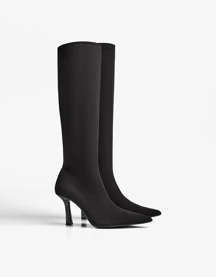 Bershka Bota Tacón Ajustada Mujer 35 Negro
