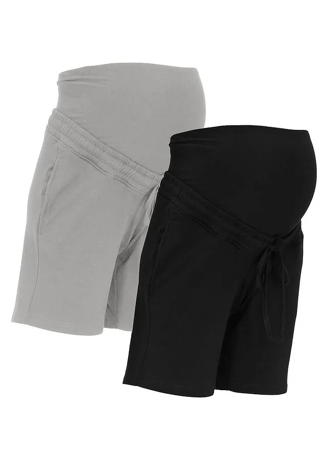 Bermudas premamá de tejido de sudadera (2 unidades)