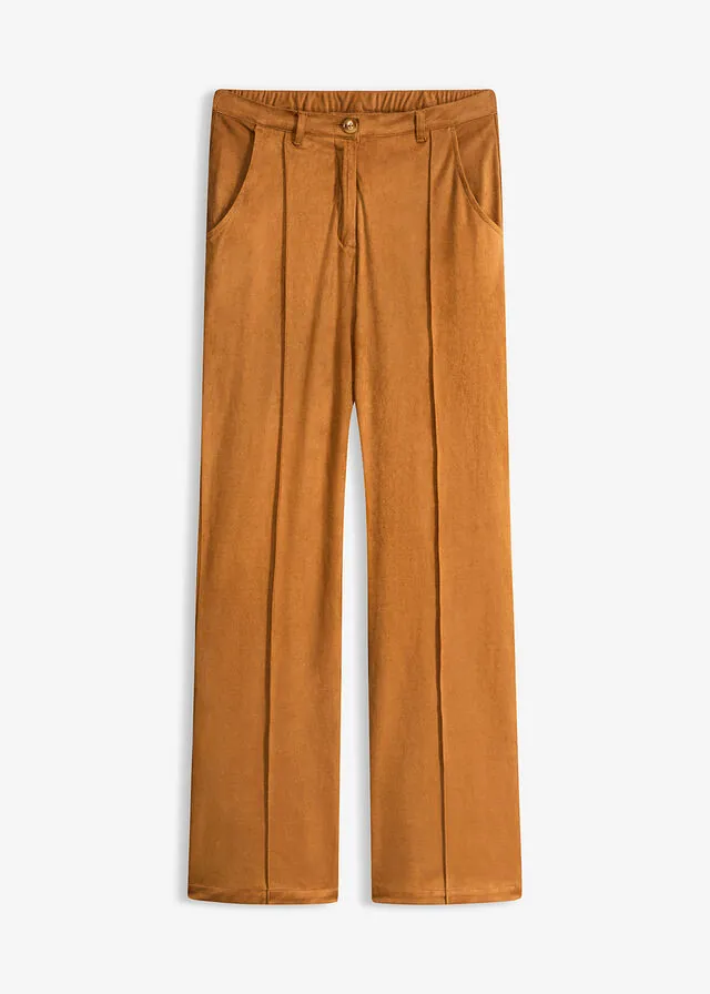 Pantalón acampanado de ante sintético