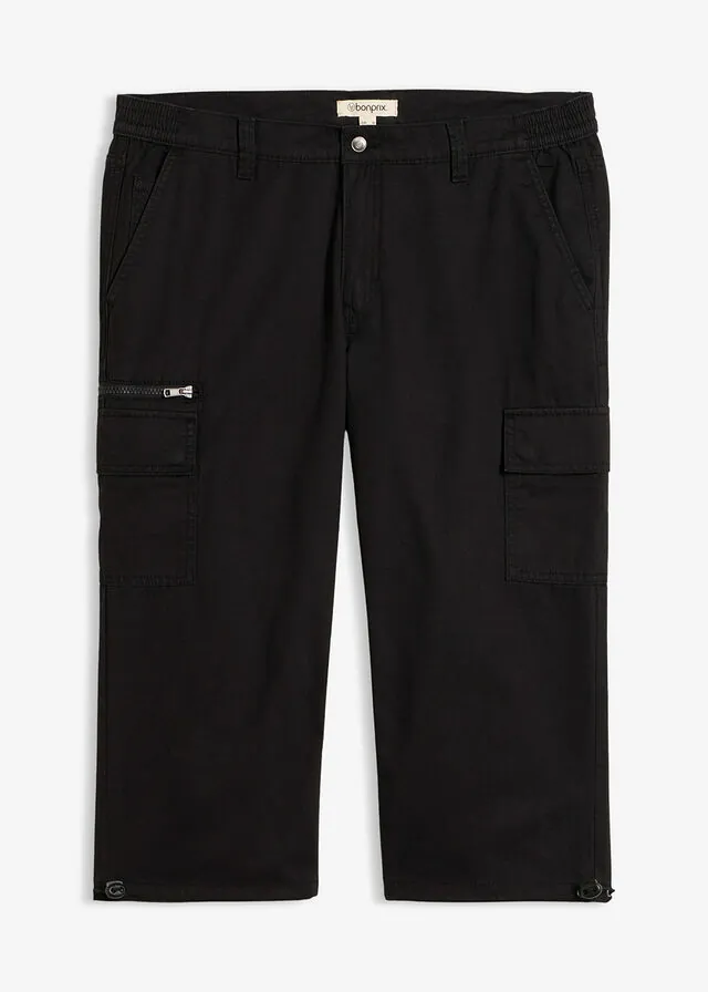 Pantalón capri tipo cargo de algodón puro con cinturilla elástica