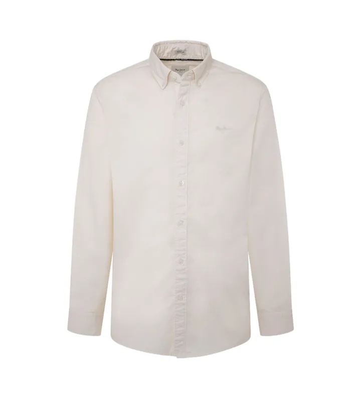 Pepe Jeans para hombre. PM308728 Camisa Manley blanco (L), Casual, Algodón, Manga larga