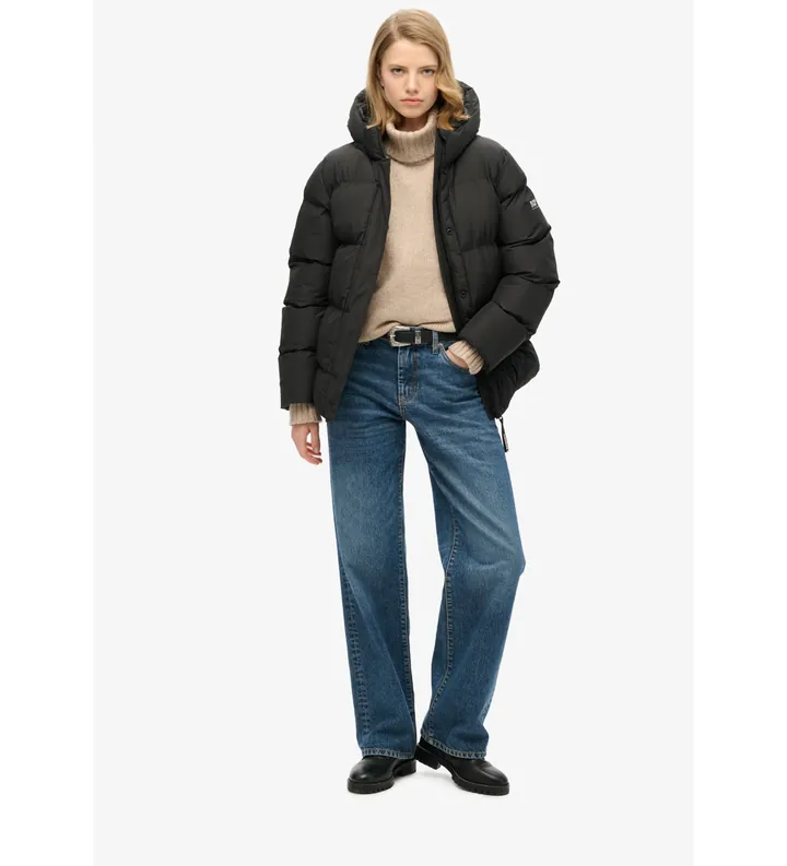Superdry para mujer. W5011728A Chaqueta 5 Baffle negro (L), Casual, Poliéster Reciclado, Sostenible