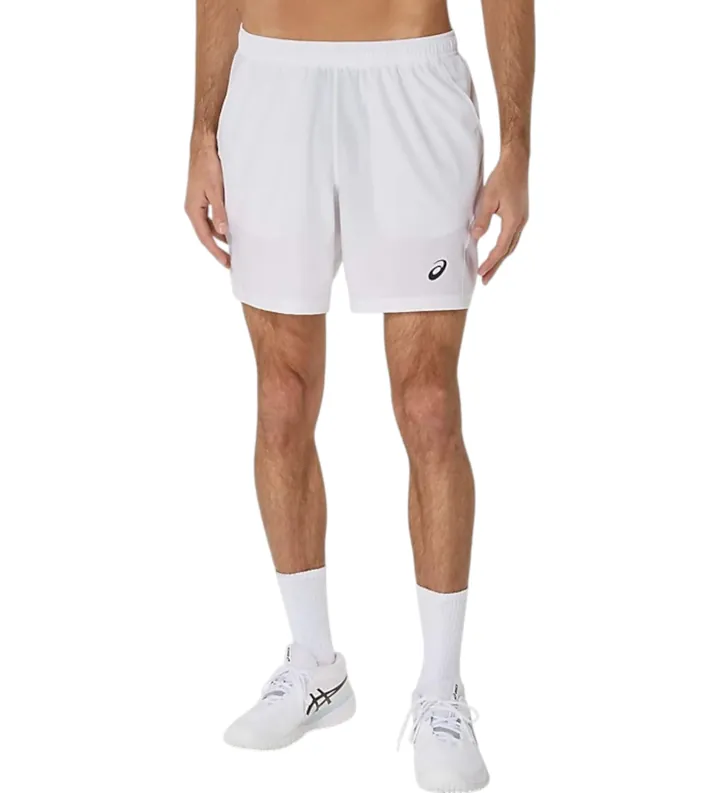 Asics para hombre. 2041A344 Short Court 7in blanco (2XL), Deportivo, Tenis/Padel, Multideporte, Poliéster Reciclado, Sostenible