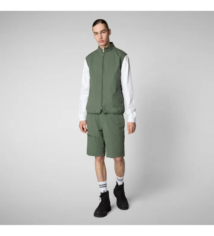 Save The Duck para hombre. D82206M-POPE20 Chaleco Broderick verde (L), Casual, Sostenible, Nylon reciclado