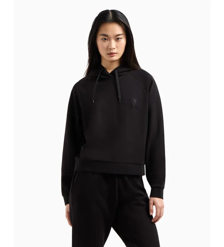 A|X Armani Exchange para mujer. XW000827AF13397UC001 Sudadera logo negro (L), Casual, Deportivo, Multideporte, Viscosa