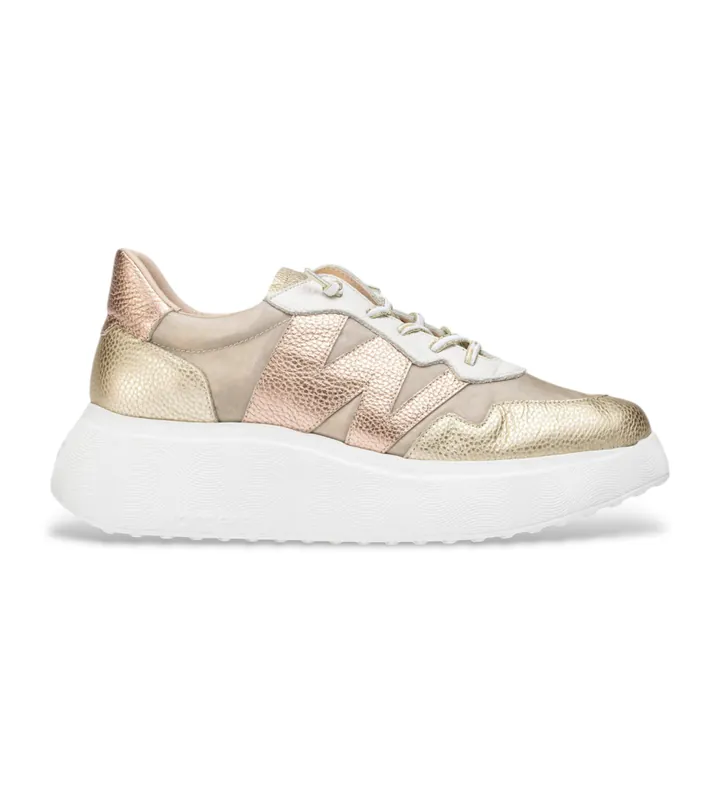 Wonders para mujer. A-3622 Zapatillas Zénit bronce (36), Piel, 3 a 5cm, Cordones, Casual
