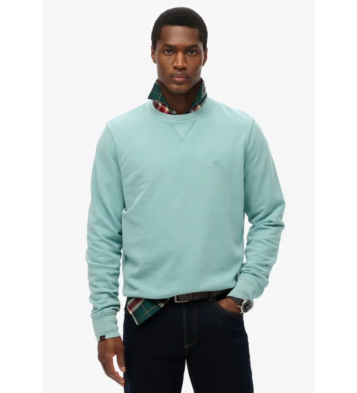 Superdry para hombre. M2014174A Sudadera clásica Essential turquesa (L), Casual, Algodón