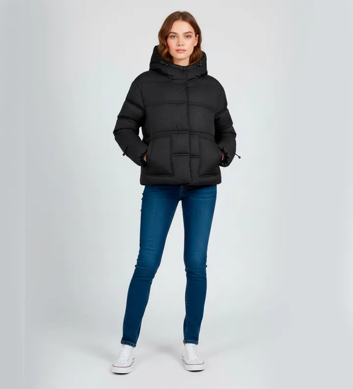 Guess para mujer. W5BL43W2902 Chaqueta Acolchada Daisy negro (L), Casual, Poliéster