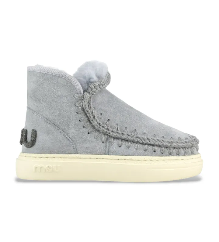 Mou para mujer. MU.FW411001A Botines de piel Eskimo bold glitter logo azul (37), Plano, Ninguno, Casual