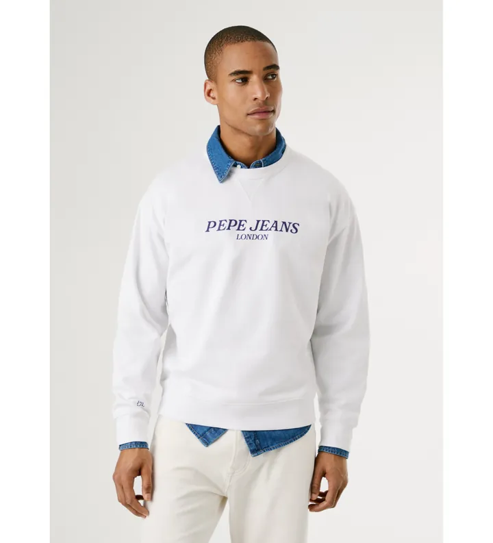 Pepe Jeans para hombre. PM582922 Sudadera Tadeo blanco (L), Casual, Algodón