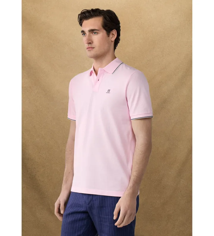Hackett London para hombre. HM5600136 Polo Heritage Fit Clásico rosa (L), Casual, Algodón, Manga corta