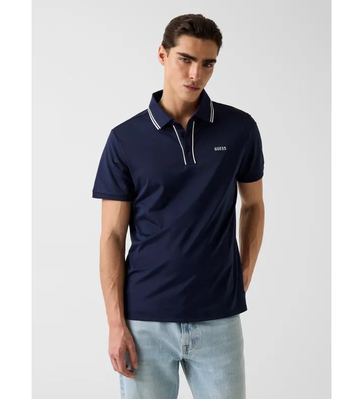 Guess para hombre. M6GP27K3179 Polo Paul Pique marino (S), Casual, Algodón, Manga corta
