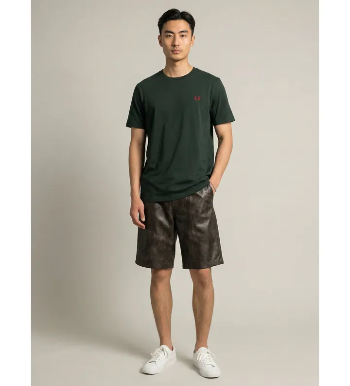 Fred Perry para hombre. M3519 Camiseta ringer verde (S), Casual, Algodón, Manga corta