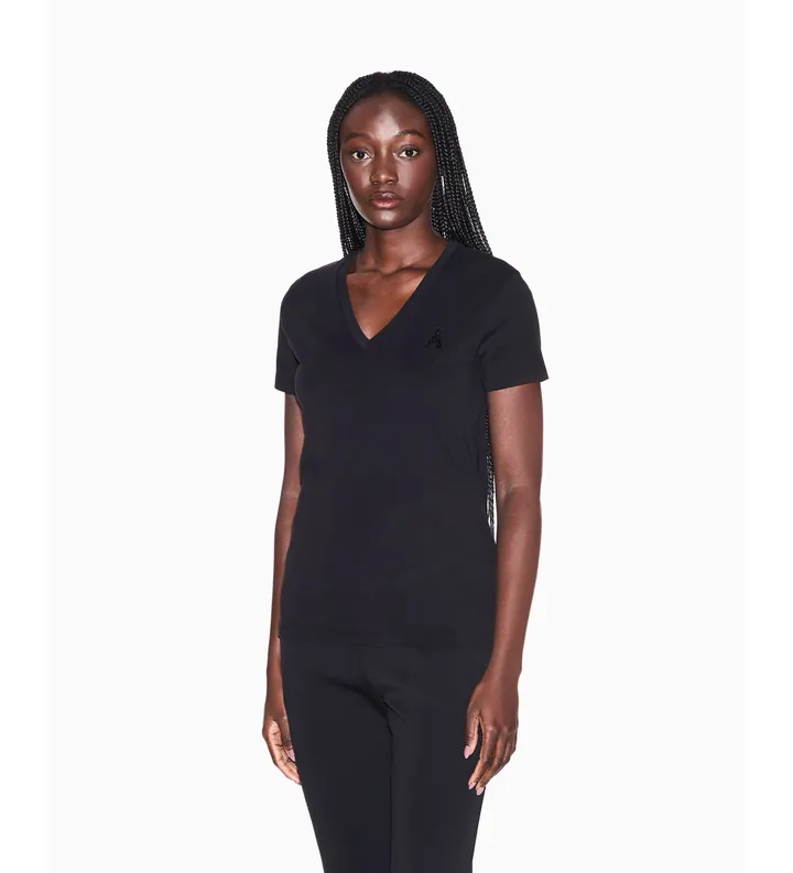 A|X Armani Exchange para mujer. XW002330AF10356UC001 Camiseta Premium negro (L), Casual, Algodón, Manga corta