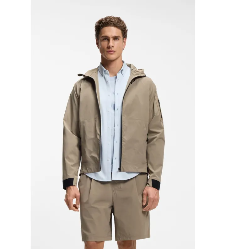 BOSS para hombre. 50554165 Cazadora Repelente al agua con microestructura beige (L), Casual, Poliamida, Outdoor