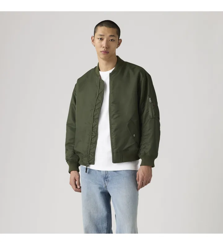 Levi's para hombre. 005AL-0001 Chaqueta Bomber MA1 verde (L), Casual, Poliamida
