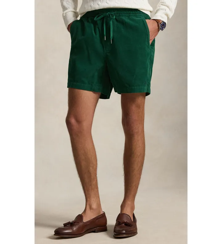 Polo Ralph Lauren para hombre. 710B19632005 Pantalón corto prepster Polo de pana verde (L), Casual, Algodón