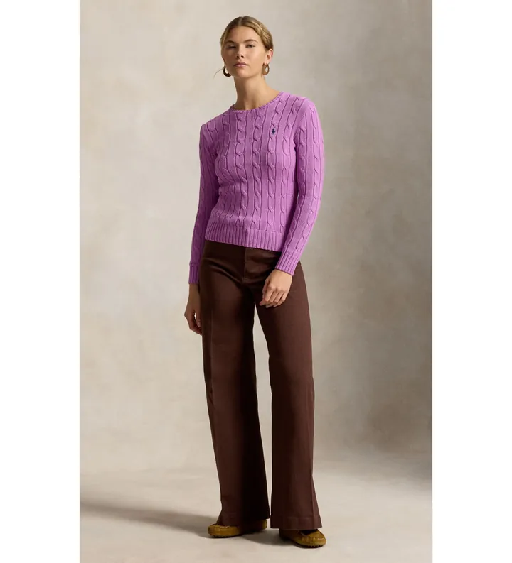 Polo Ralph Lauren para mujer. 211971869511 Jersey de algodón en punto de ochos rosa (L), Casual, Manga larga