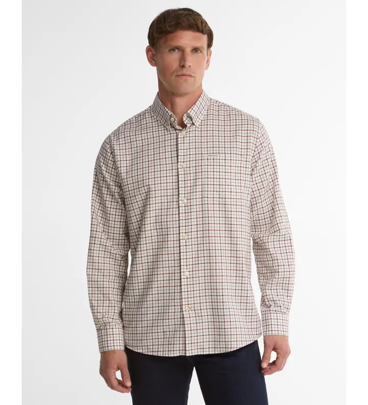 Barbour para hombre. MSH5046 Camisa Preston Regular Tattersall granate (L), Casual, Algodón, Manga larga