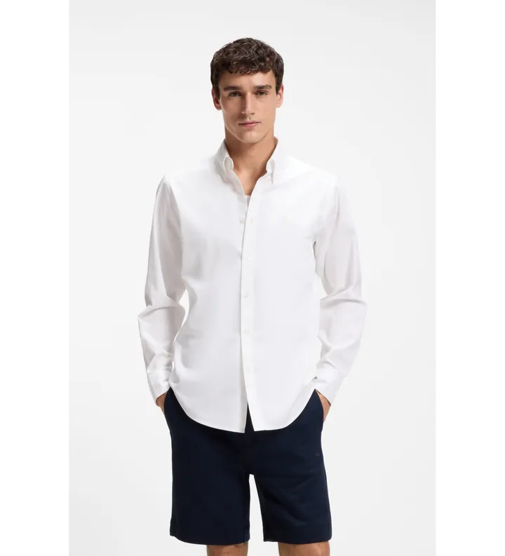 BOSS para hombre. 50565626 Camisa Ricoplus blanco (L), Casual, Algodón, Manga larga
