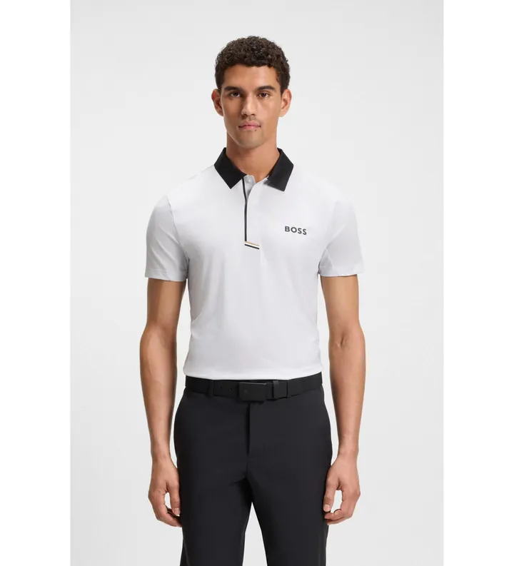 BOSS para hombre. 50549460 Polo Paddytech Goc blanco (L), Casual, Poliéster, Manga corta