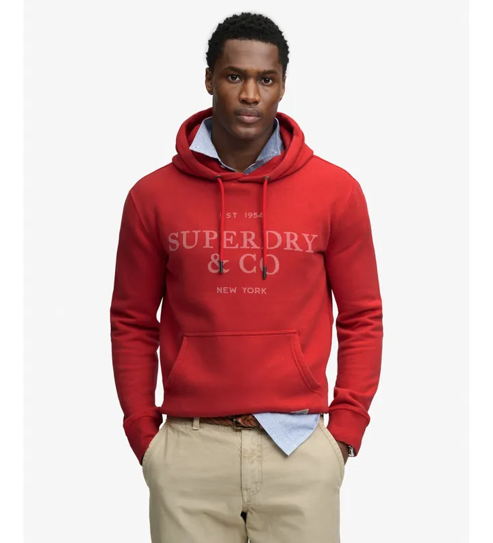 Superdry para hombre. M2014538A Sudadera con capucha 1954 Company Relaxed rojo (L), Casual, Algodón