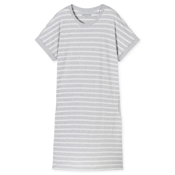 SCHIESSER Camiseta de noche 'Essentials' gris moteado / blanco