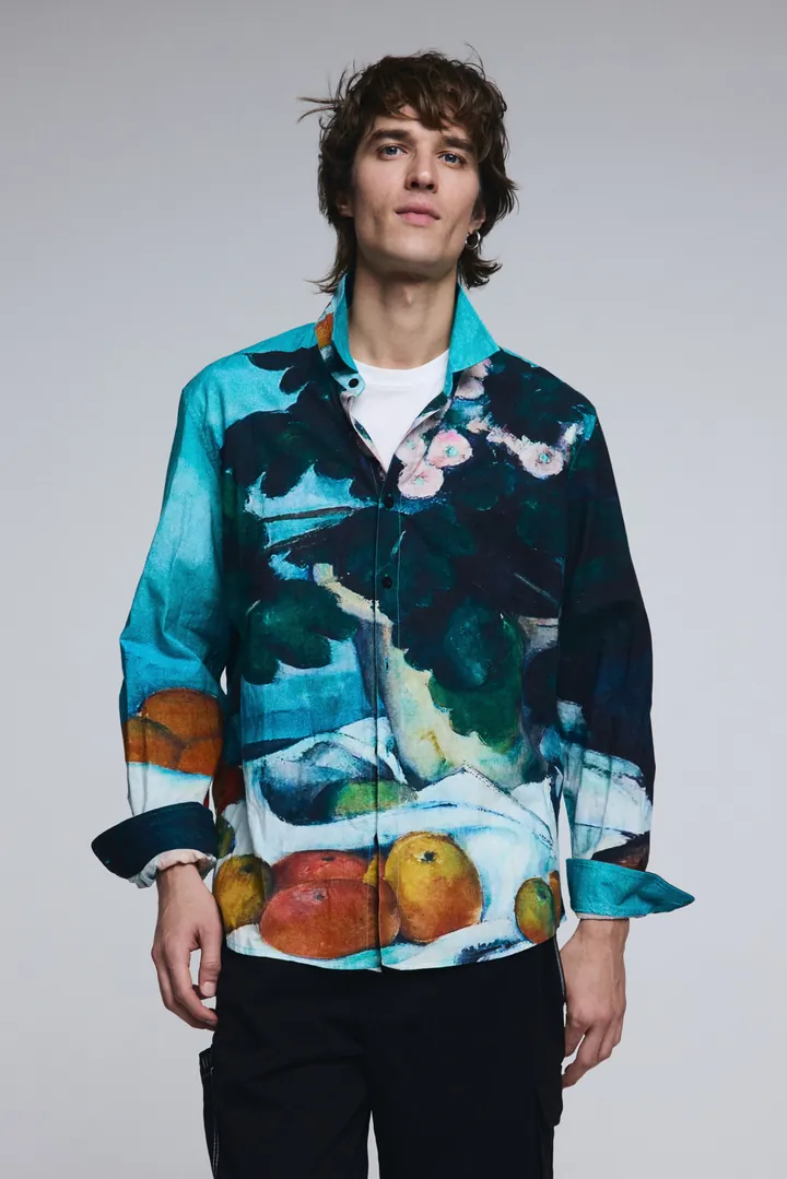 Desigual, Camisa cuadro bodegón, Hombre, Algodon, Azul, M