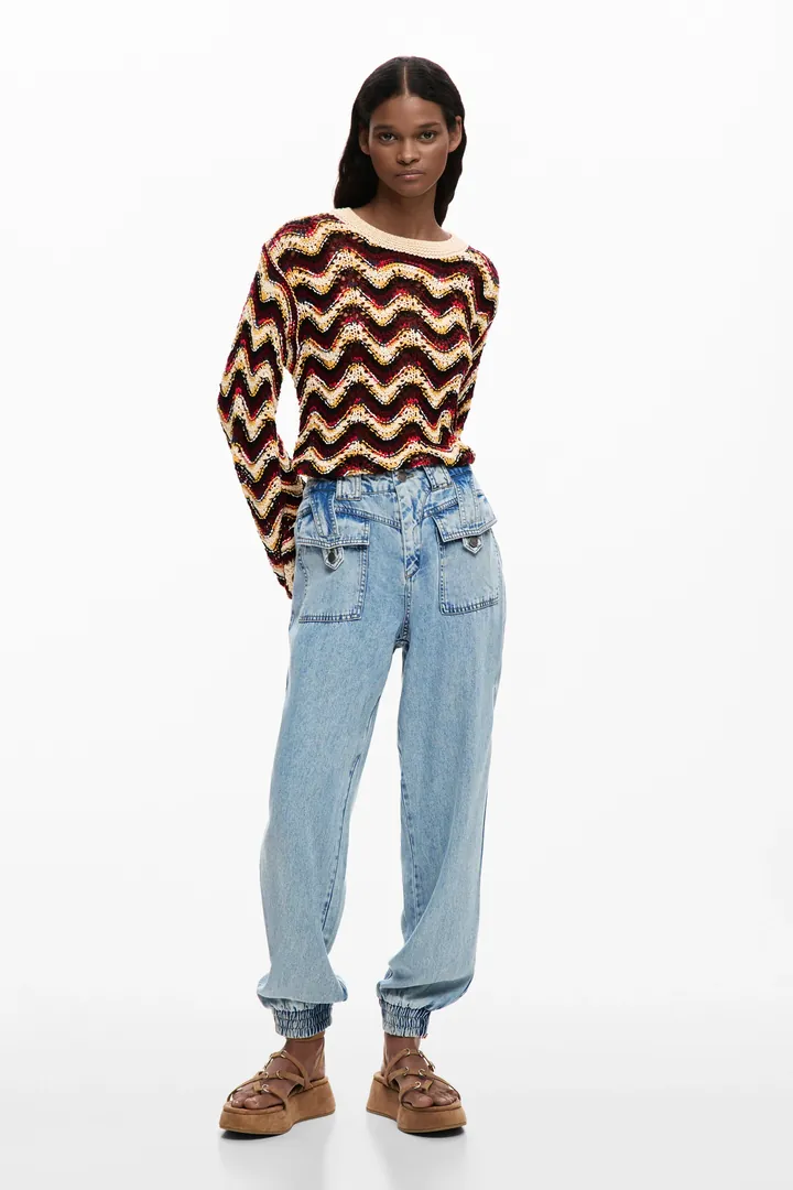 Desigual, Pantalón denim jogger, Mujer, Lyocell, Azul, 36