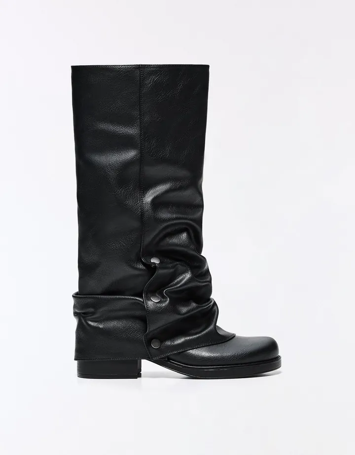 Bershka Bota Plana Trouser Mujer 35 Negro