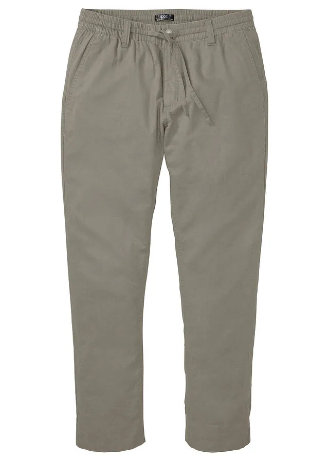 Pantalón tipo chino de mezcla de lino ligero con corte regular y forma recta