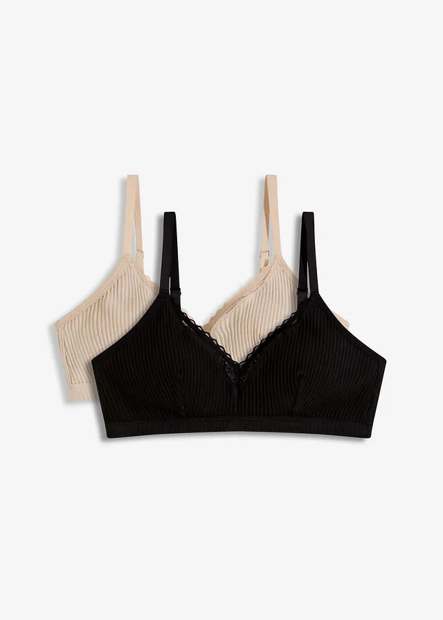 Bralette acolchado sin aros con algodón orgánico (2 unidades)