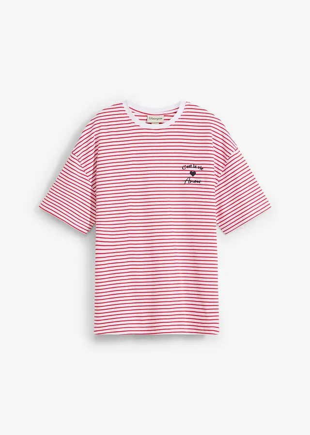 Camiseta de rayas con bordado