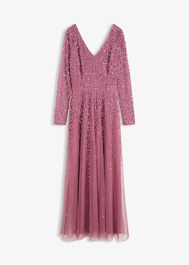 Vestido largo de noche con lentejuelas