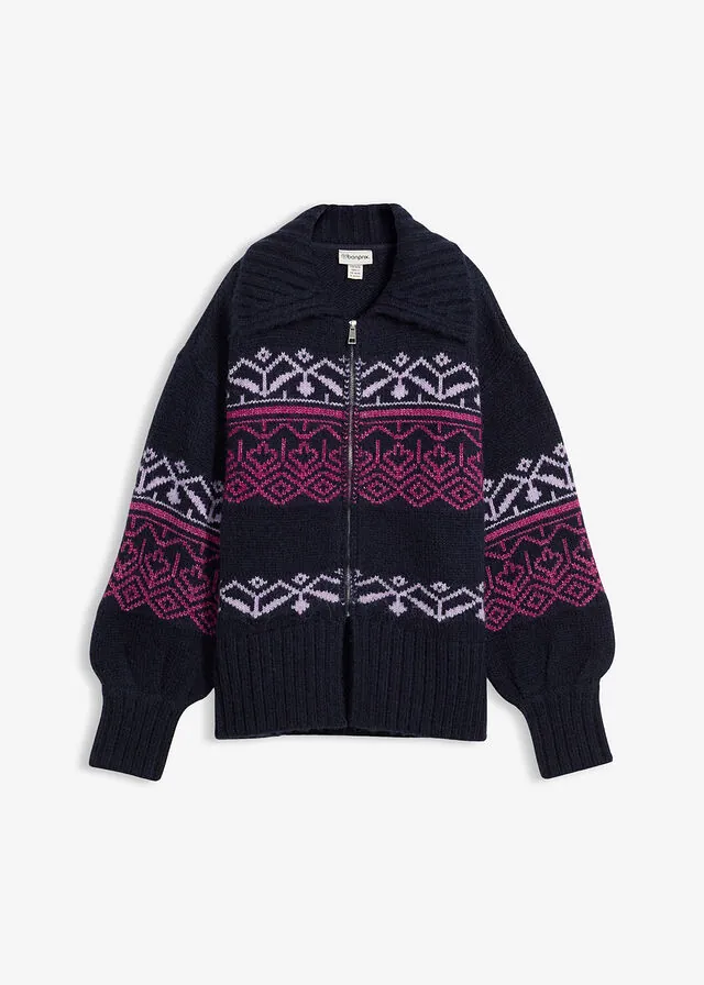 Chaqueta corta de punto con patrón nórdico