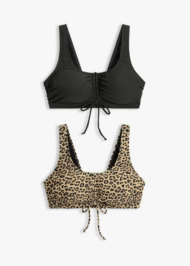 Top de bikini tipo bustier con lazos (2 unidades)