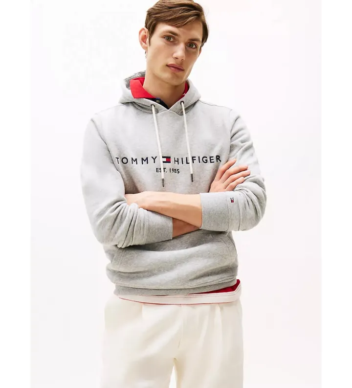 Tommy Hilfiger para hombre. MW0MW10752 Sudadera Core Logo gris (L), Casual, Poliéster, Manga larga, Algodón Orgánico