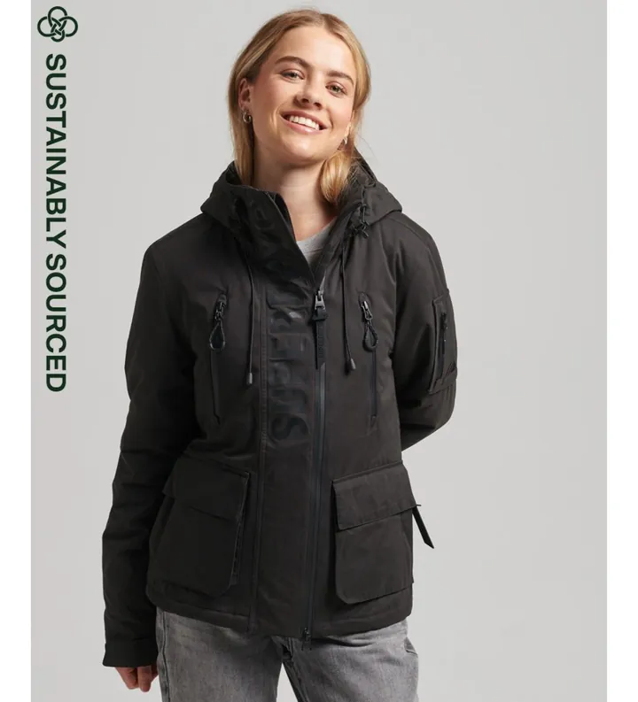 Superdry para mujer. W5011154A Chaqueta cortavientos SD-Wind de microfibra Ultimate negro (S), Casual, Poliéster