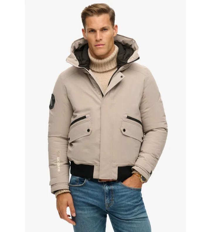 Superdry para hombre. M5011908A Cazadora bómber acolchada City beige (L), Casual, Poliéster Reciclado, Sostenible