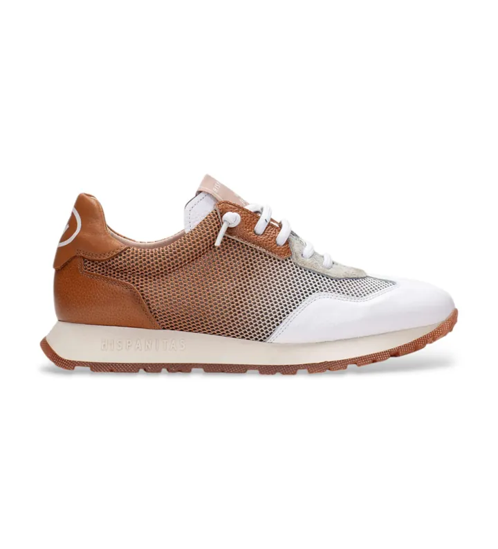Hispanitas para mujer. BHV253869 Zapatillas Kansas blanco (35), Piel, Marrón, 3 a 5cm, Cordones, Casual